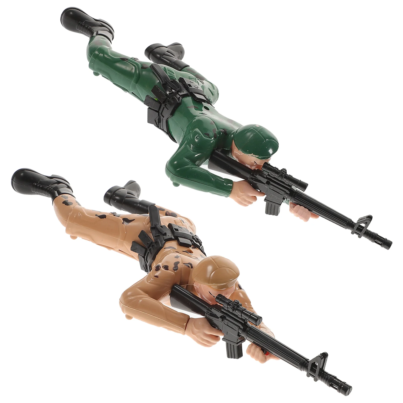 

2 Pcs Soldier Toy Electric Crawling Toys Action Figure Childrens Kids Gifts Soldiers Playthings Children’s Children's Room