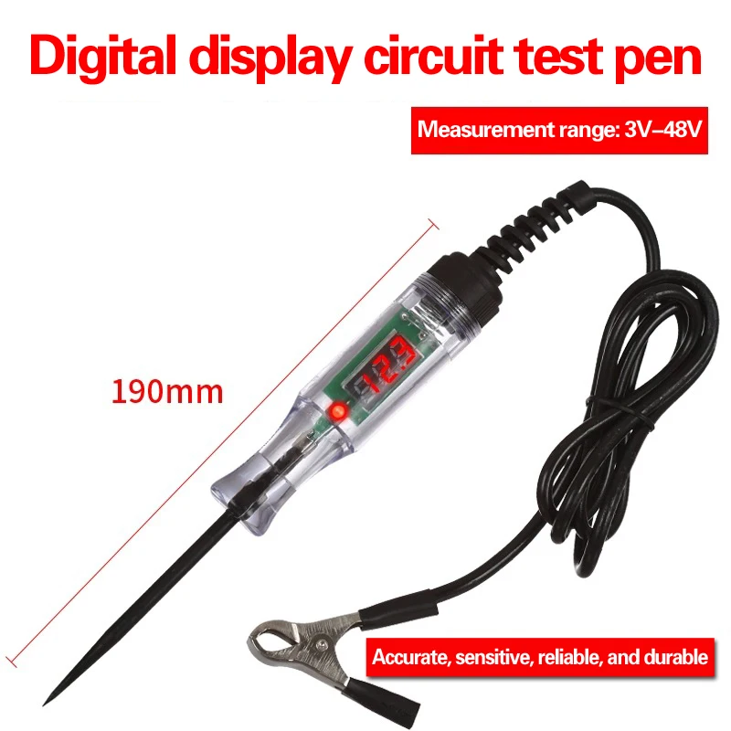 Circuit Test Pen 3V 6V 12V 24V 48V 90V DC Car Digital Display Test Pen Car Light Digital Display Electrical 1pc