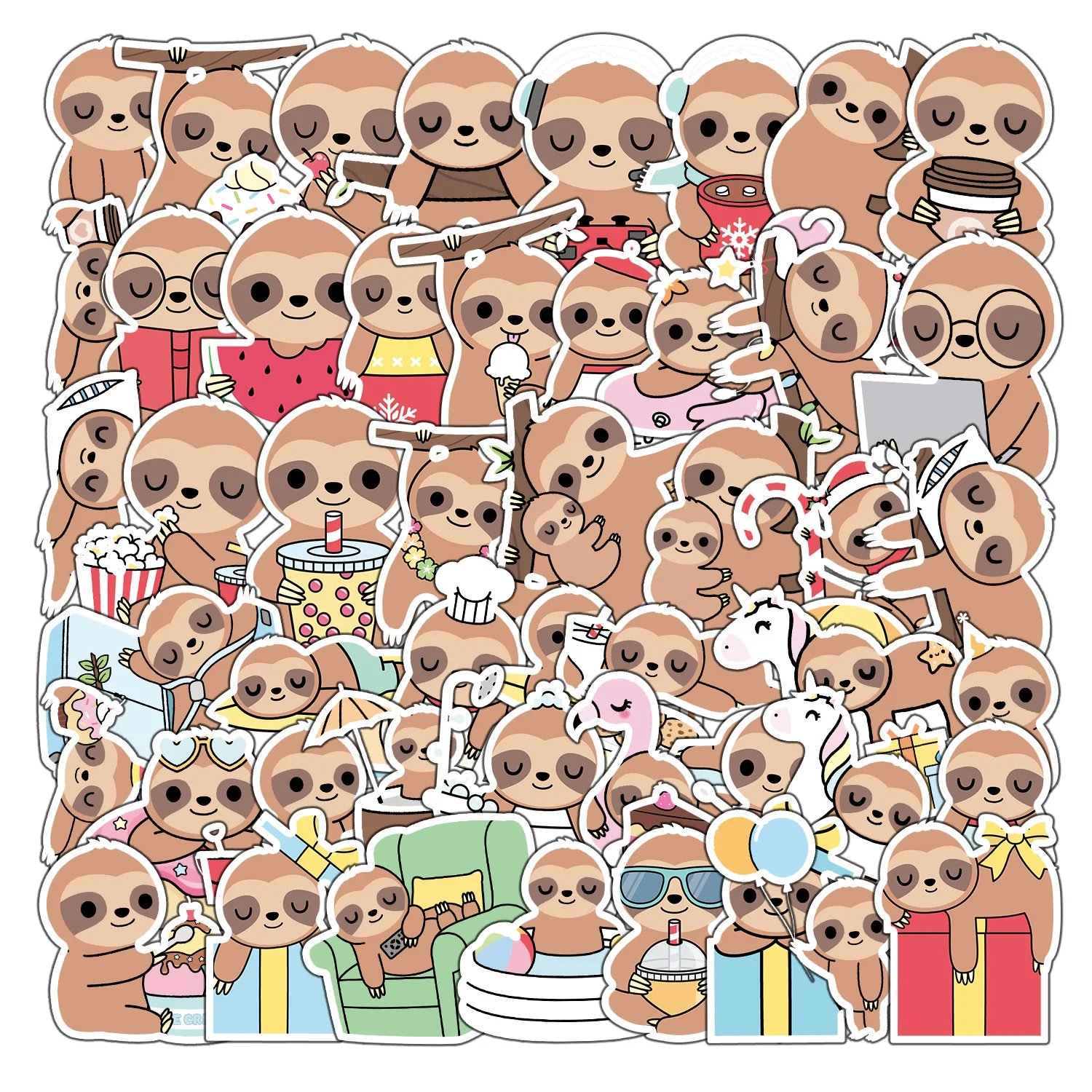 

50Pcs Cartoon Sloth Series Graffiti Stickers Suitable for Laptop Helmets Desktop Decoration DIY Stickers Toys Wholesale