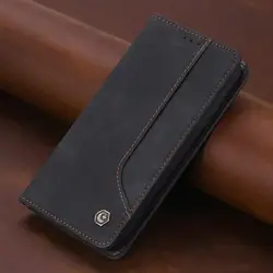 Leather Magnetic Flip Wallet Phone Case for Samsung S26 Ultra (Black)