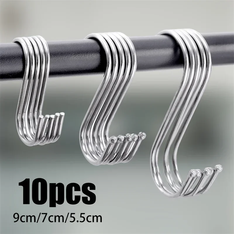 Stainless Steel S Hooks Multipurpose Hanging Hooks For Home Kitchen Bathroom Clothes Bags Towels