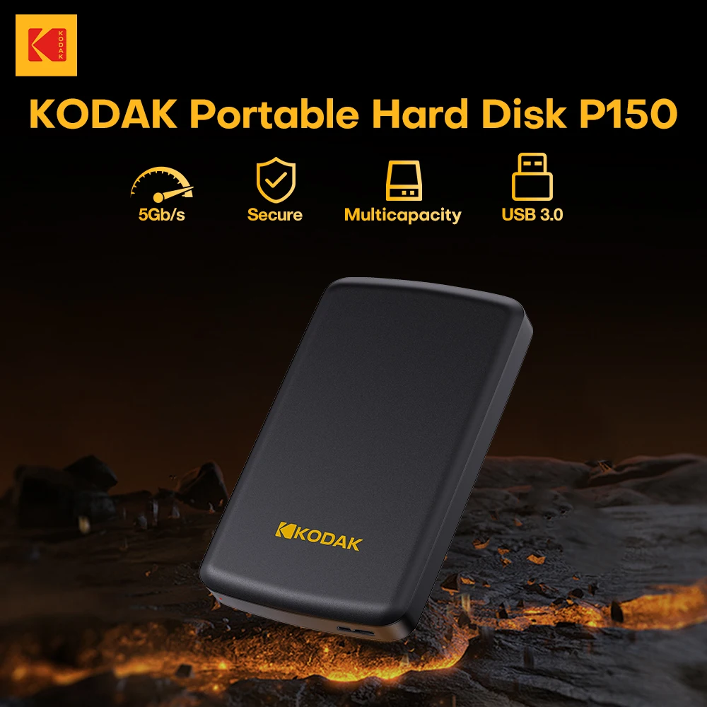 KODAK P150 512GB 2.5인치 휴대용 외장형 HDD USB 3.0 5Gbps 게임용 스토리지 디스크 노트북 및 데스크탑과 호환 가능