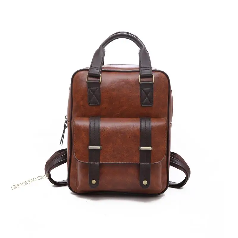 2022 Vintage Backpack PU Backpacks Fashion Leather School Backpack Bags for Teengers Girls Large Capacity Mochila Shoulder Bags