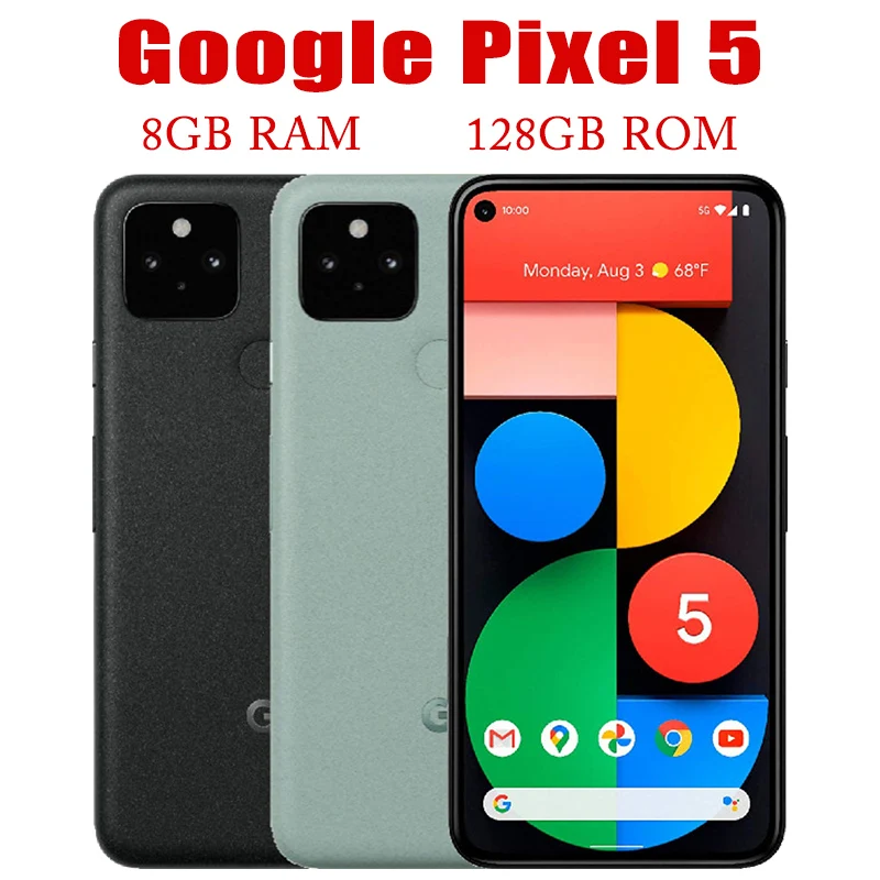 Google Pixel 5 5G Cellulare Sbloccato Originale 6.0 "Snapdragon 765G Octa Core 8Gb Ram 128Gb Rom Nfc Esim 12.2Mp E 16Mp Nfc Esim