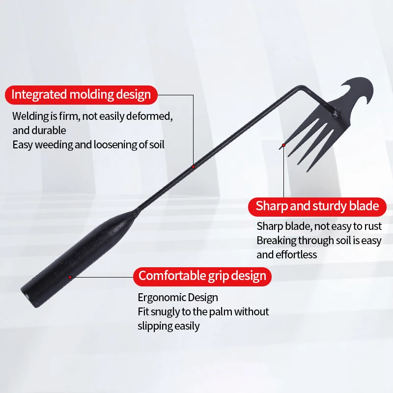 2 in 1 Garden Weeder Tools 4 Teeth Rake Manual Weed Grass Rooting Shovel Manganese Steel Loosening Soil Digging Garden Hand Tool 4