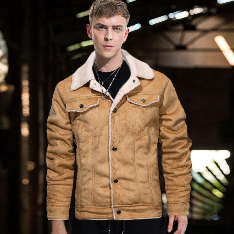 Men's  Artificial Fur Collar Jacket,PU Leather Vintage Steam Pocket Punk Gothic Retro Coat 2