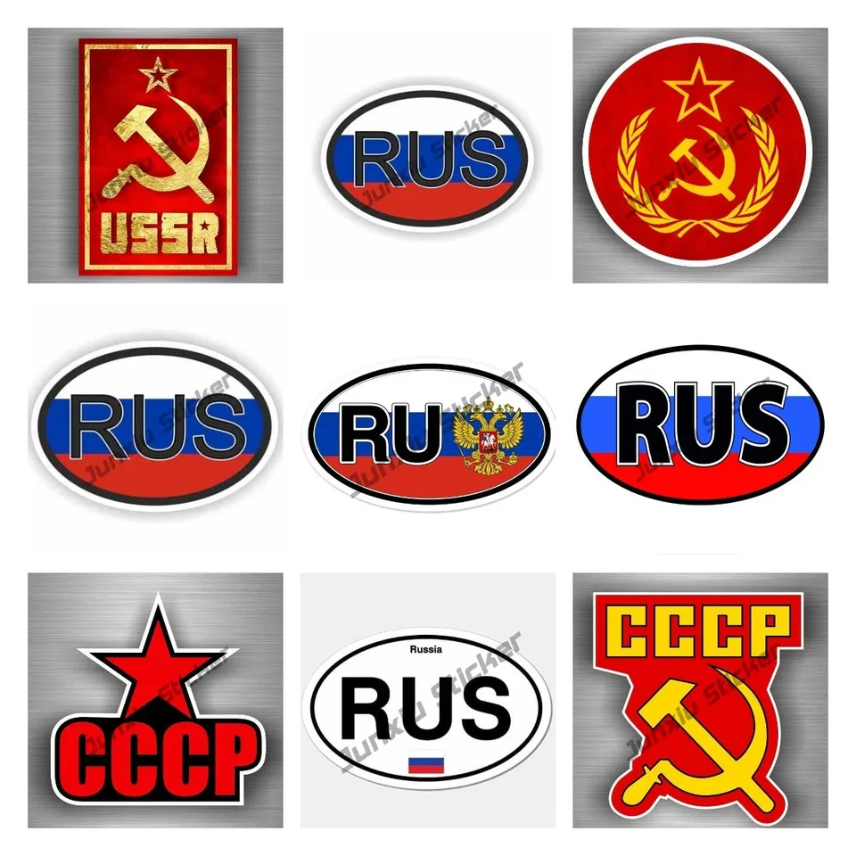 CCCP Aufkleber Set - 14 Stück Sowjetunion Vinyl Sticker Für Auto & Motorrad