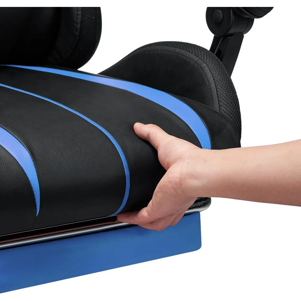 RGB Gaming Chair with Speakers Massage Computer Gaming Chair with LED Lights and Footrest High Back Video Game Chair 4