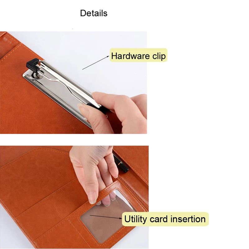 7*9.37in A5 Leather Padfolio Portfolio File Folder Clipboard Document Holder Business Folder Contract Clamp Writing Pad Office