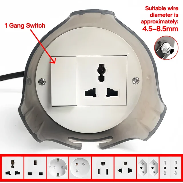 Outdoor Waterproof Electrical Socket Box, Weatherproof Power Outlet with Protective Cover for Garden Patio Wall Installation 2