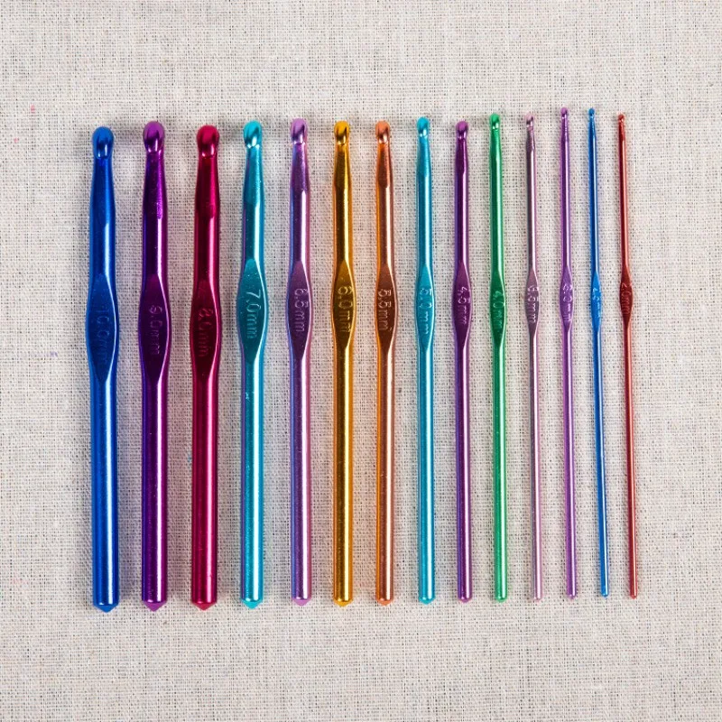 8pcs Metal Handle Crochet Hook Colorful Aluminum Knitting Needles Single Head Crochet Knitting Yarn Crafts DIY Apparel Needles