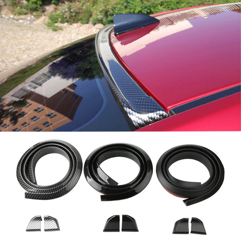 

1.5M Universal Car Carbon Fiber Tail Spoilers Decorative Strip Refit Spoiler PVC Punch-free Black/Gloss Black Car Styling