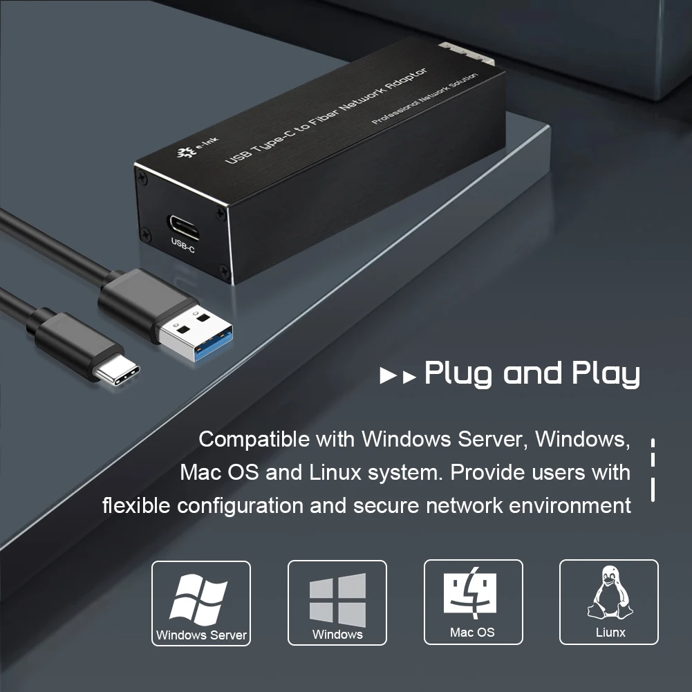 Tipo-c à Placa de Rede 100 1000base-x Usb3.0 da Fibra do Gigabit de Sfp para Abrir o Adaptador de Rede Nic do Adaptador dos Ethernet de Sfp - Imagem 5