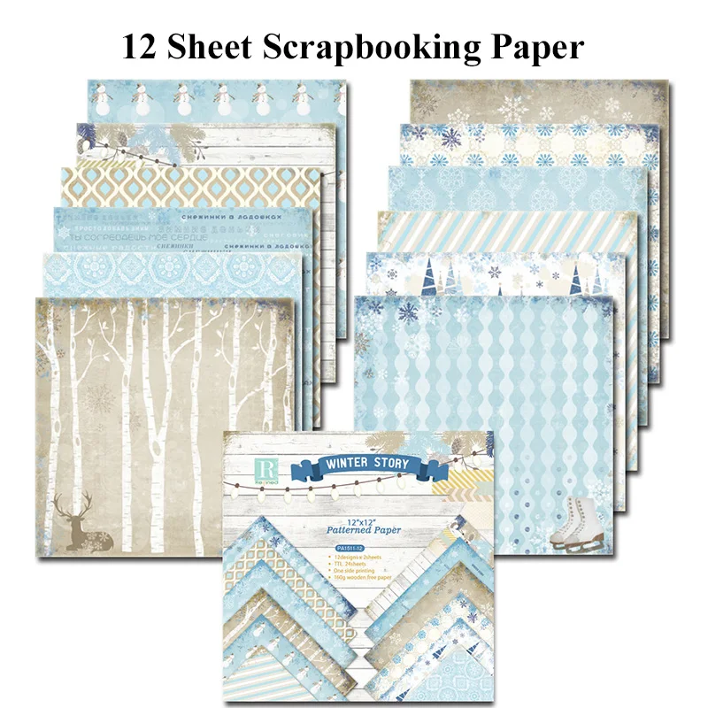 12-Inch Scrapbook Paper Pad - 12 Sheets for DIY Crafts, Card Making, and Art Projects