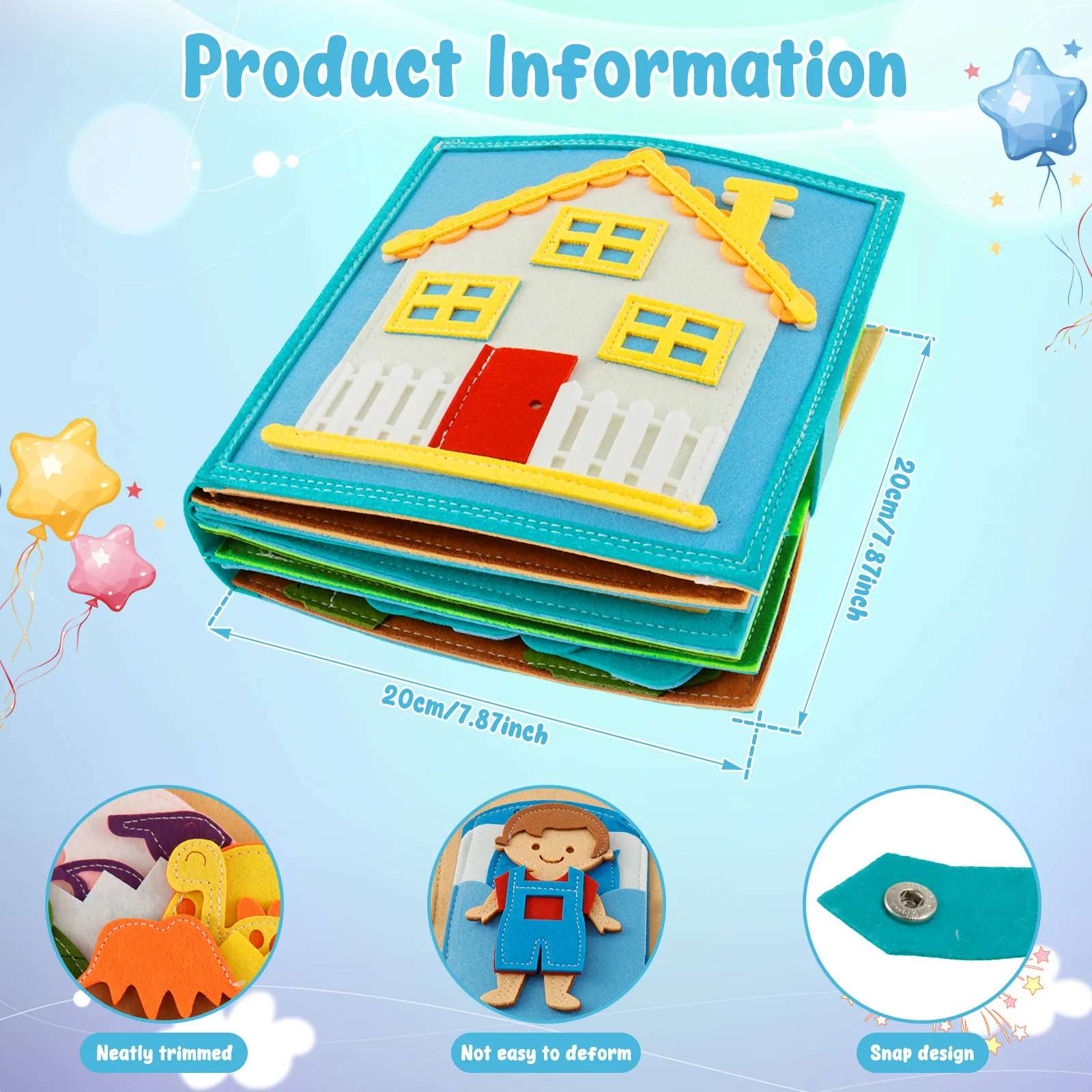 Montessori Busy Book 3D Baby Story Cloth Book Preschool Toddlers Early Learning Toy Quiet Activity Educational Sensory Toy