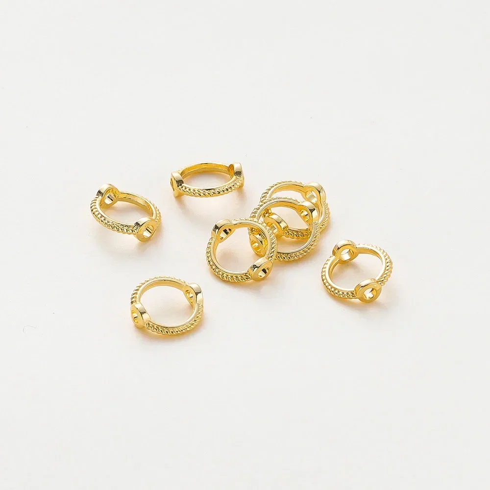 

20PCS 9MM 11MM 13MM 18K Gold Plated Brass Round Beads Frames Connect Fits 6mm To 10mm Diameter Bead Diy Jewelry Findings