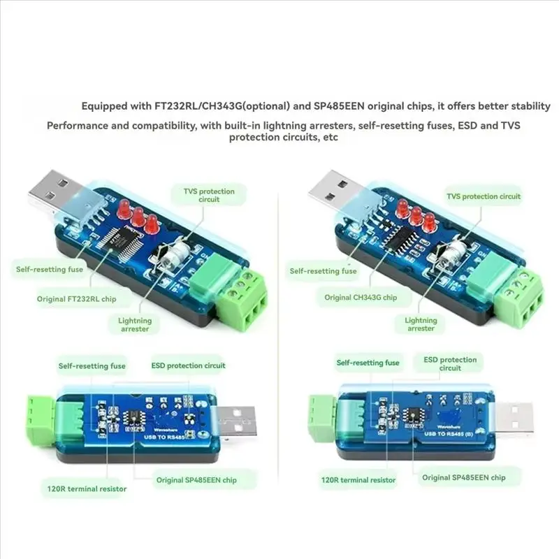 1Pcs DIY 액세서리 산업용 등급 USB-RS485 직렬 포트 변환기 RS485 통신 모듈 FT232RNL