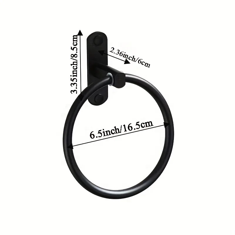 Bourdillat Black Finish aluminum Bathroom Towel Holder Wall-Mounted Round Towel Rings ,Towel Rack Bathroom Rack