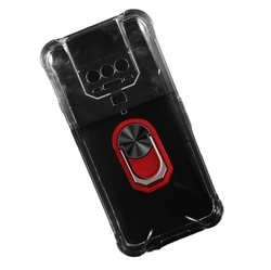 Enhanced Product Title:  
Durable Back Finger Ring Soft TPU Silicone Phone Case with Bracket Attachment for Cubot KingKong Power (Transparent C Red)