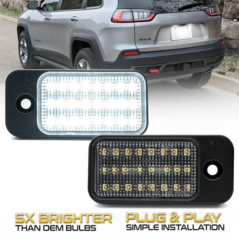 

2Pcs License Plate Light , White LED Number Plate Light Rear Tag Lamp, For 2019 2020 2021 2022 Jeep Cherokee