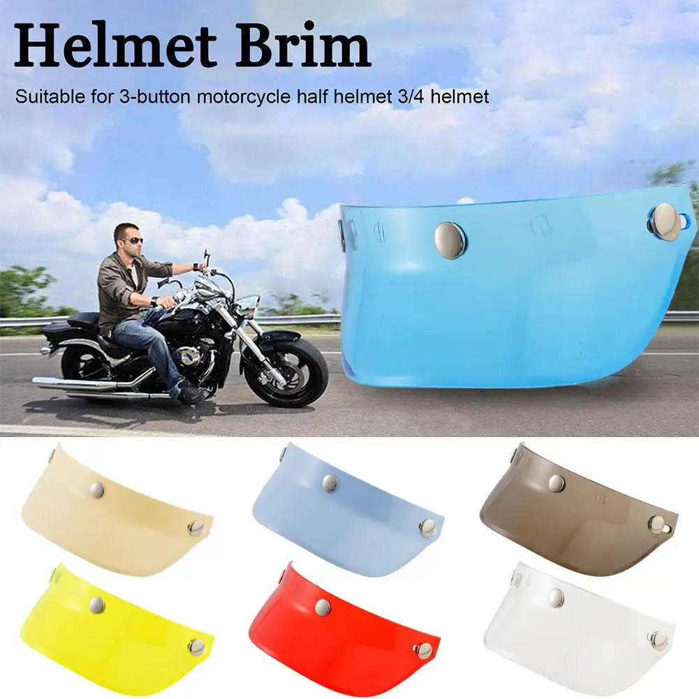 

Retro Motorcycle Helmet Brim Universal Removable For 3-button Motorcycle Half Helmet 3/4 Helmet PC Visor UV Rays Protection