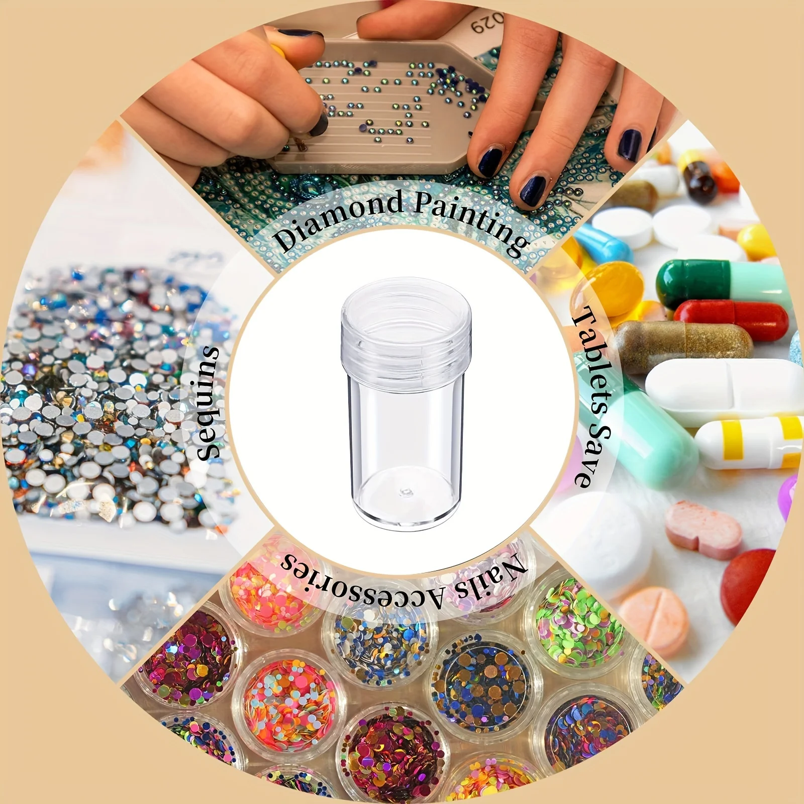 30pcs Bead Storage Bottle, Accessories Organizer, DIY Diamond Painting Organizer Tools, Rhinestone Mosaic Art Mini Storage Conta