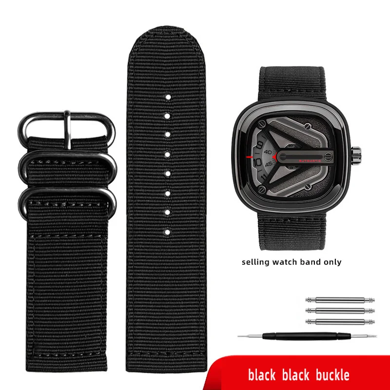 thumbnail image 1 of Correa de nailon de gran tamaño para hombre, 26 mm y 28 mm, para Seven on Friday M2/Q201/02/03, correa de reloj Diesel, color verde militar, accesorios para reloj de pulsera, 1 of 5