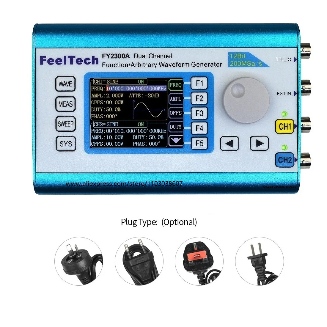 FY2300 DDS Function Signal Generator 5MHz 12MHz 20MHz Arbitrary Waveform Dual Channel Sine Wave