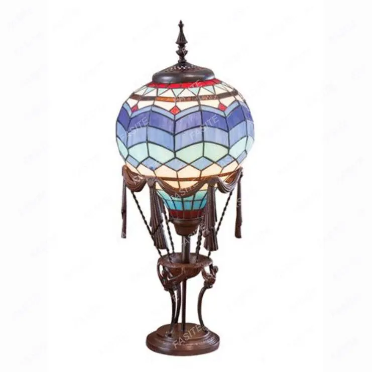 New York Downtown Park Importato Tiffany Stained Glass Expo Hot Air Balloon Ornamenti Decorativi Per Lampade Da Tavolo.