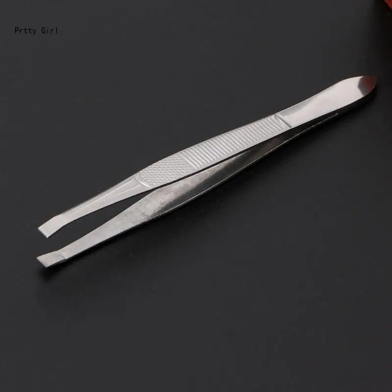 

Professional Stainless Steel Eyebrow Hair Removal Tweezer Flat Tip Tool New D2TA