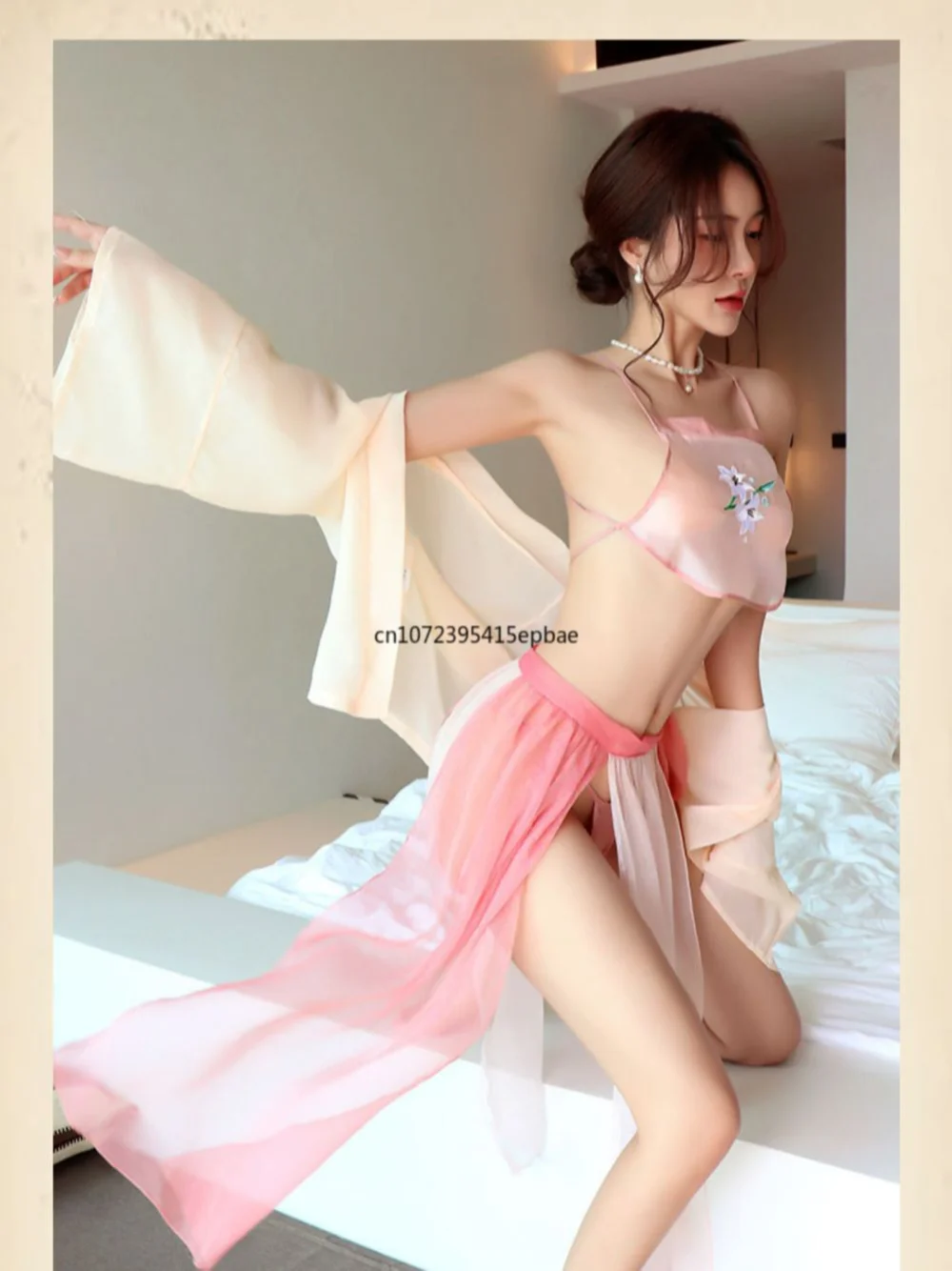 

Erotic Underwear Ancient Style Chiffon Gauze Skirt Large Size Belly Pocket Sexy Cos Hanfu Temptation Coat Skirt T Library Suit