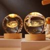 USB LED Night Light Galaxy Crystal Ball Table Lamp 3D Planet Moon Lamp Bedroom Home Decor for Kids Party Children Birthday Gifts 3