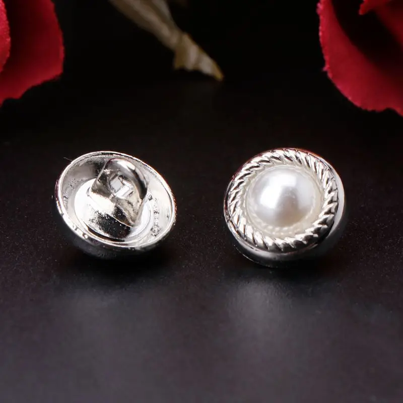 

Y1UB 10Pcs DIY Faux Pearl Plastic Buttons Sewing Wedding Crafts Embellishment