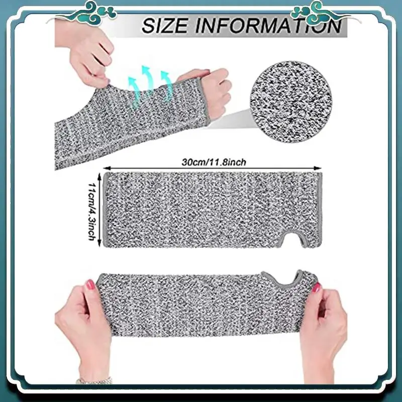 Premium 2 Pairs Cut Resistant Sleeves Protective Arm Sleeves Safety Arms Protection With Thumb Hole,Garden Kitchen