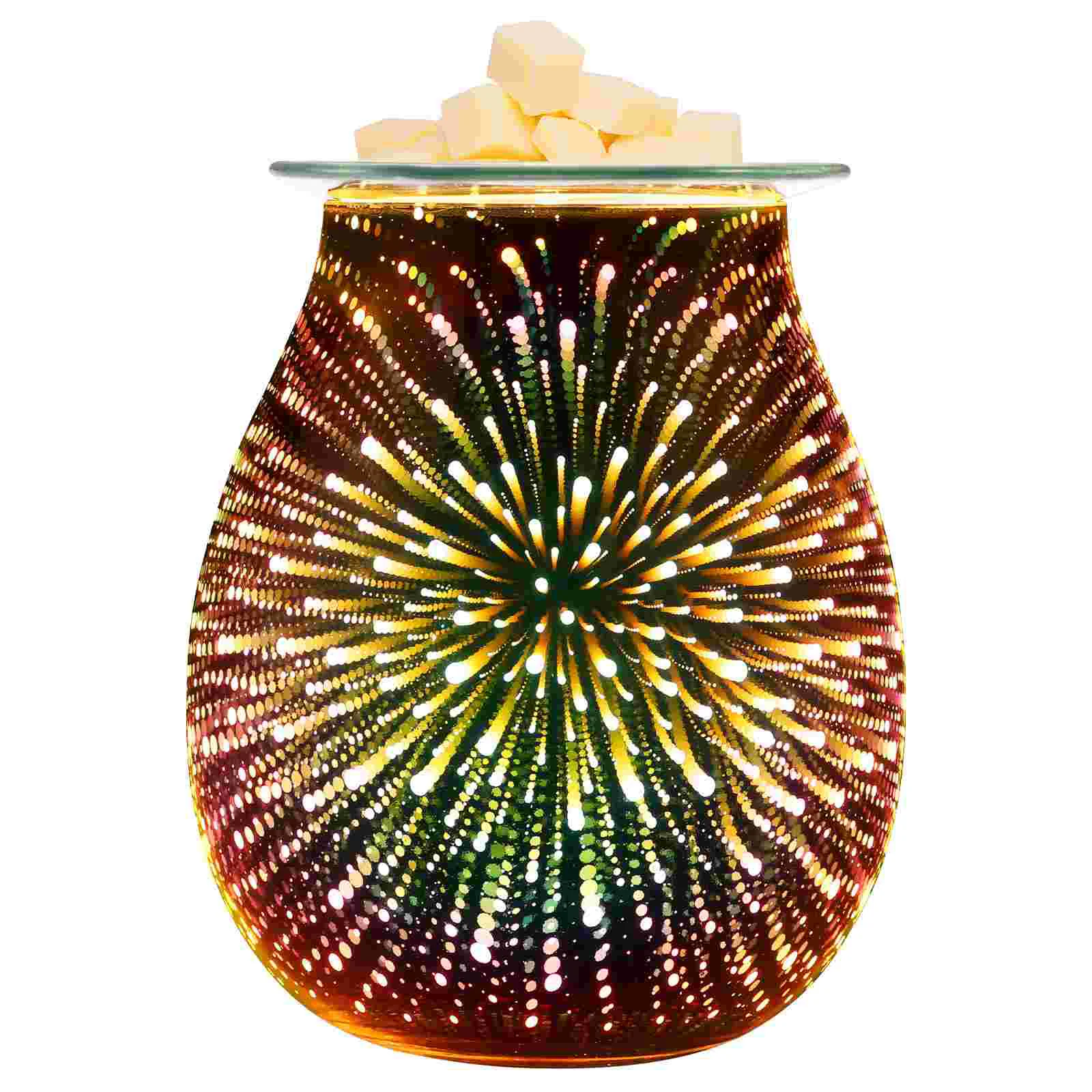 

Scented Candles 3D Fireworks Aromatherapy Lamp Glass (Fireworks Style) Wax Melt Warmer Electric Plug in Fragrance
