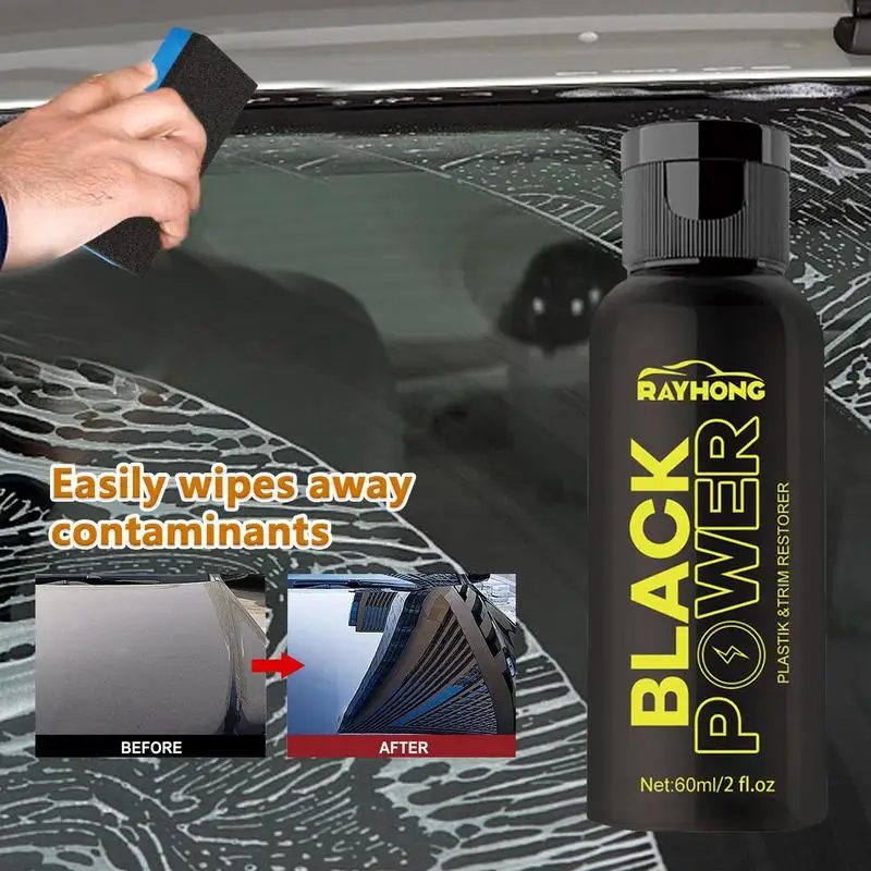 

Car Plastic Restorer Black Gloss Car Trim Refurbish Agent Body Polish Shine Renovator 60ml Dirt Cleaner Auto Inner Outer Coating