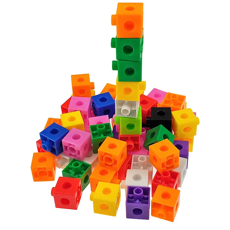 100/200Pcs Connected Cube Toys For Mathematical Counting Plastic Blocks Colored Mathematical Cube School Preschool building blocks toys