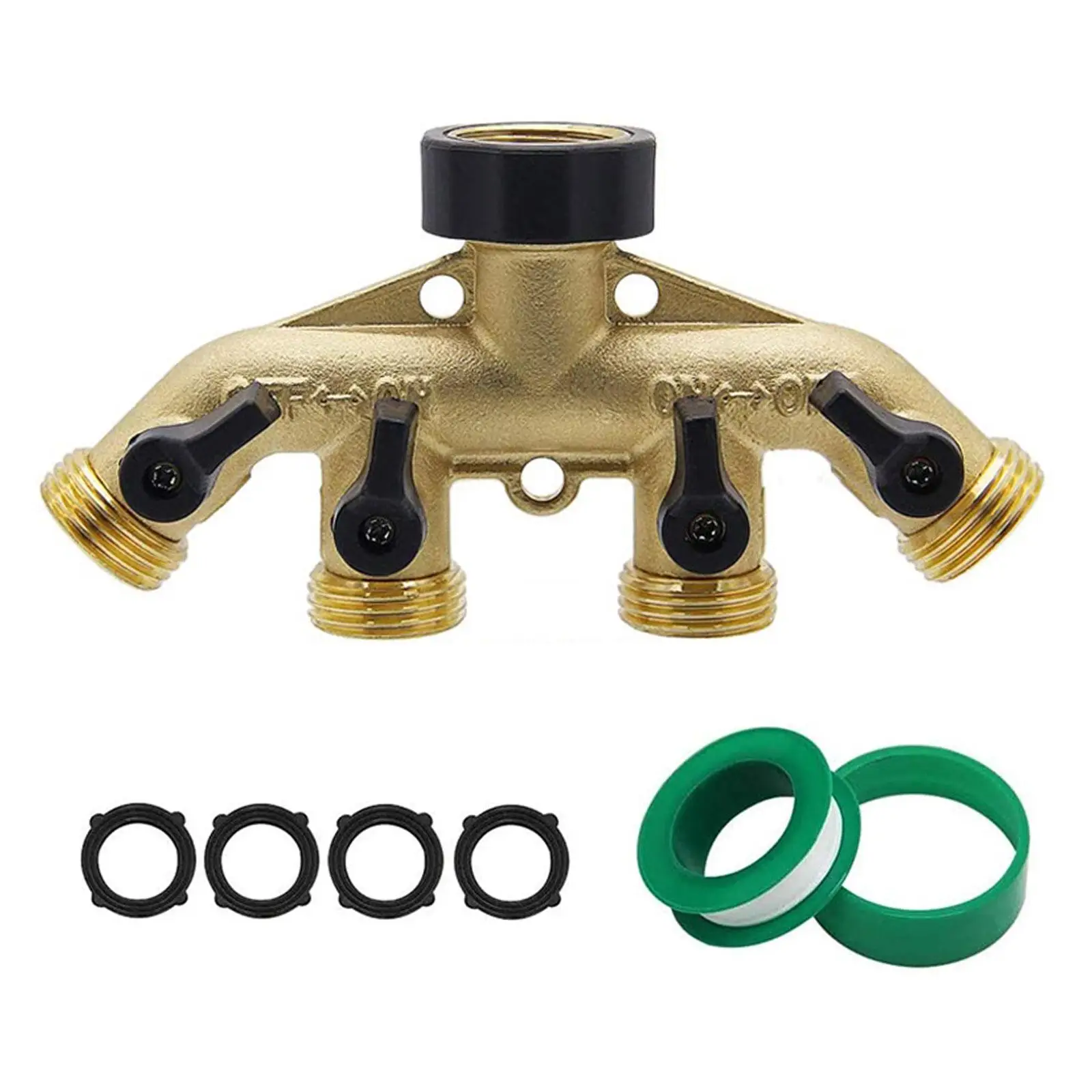 

Water Hose Splitter 3/4" Thread Heavy Duty 4 Valves Garden Hose Connector 4 Ways for Outdoor Watering Lawn Car Washing