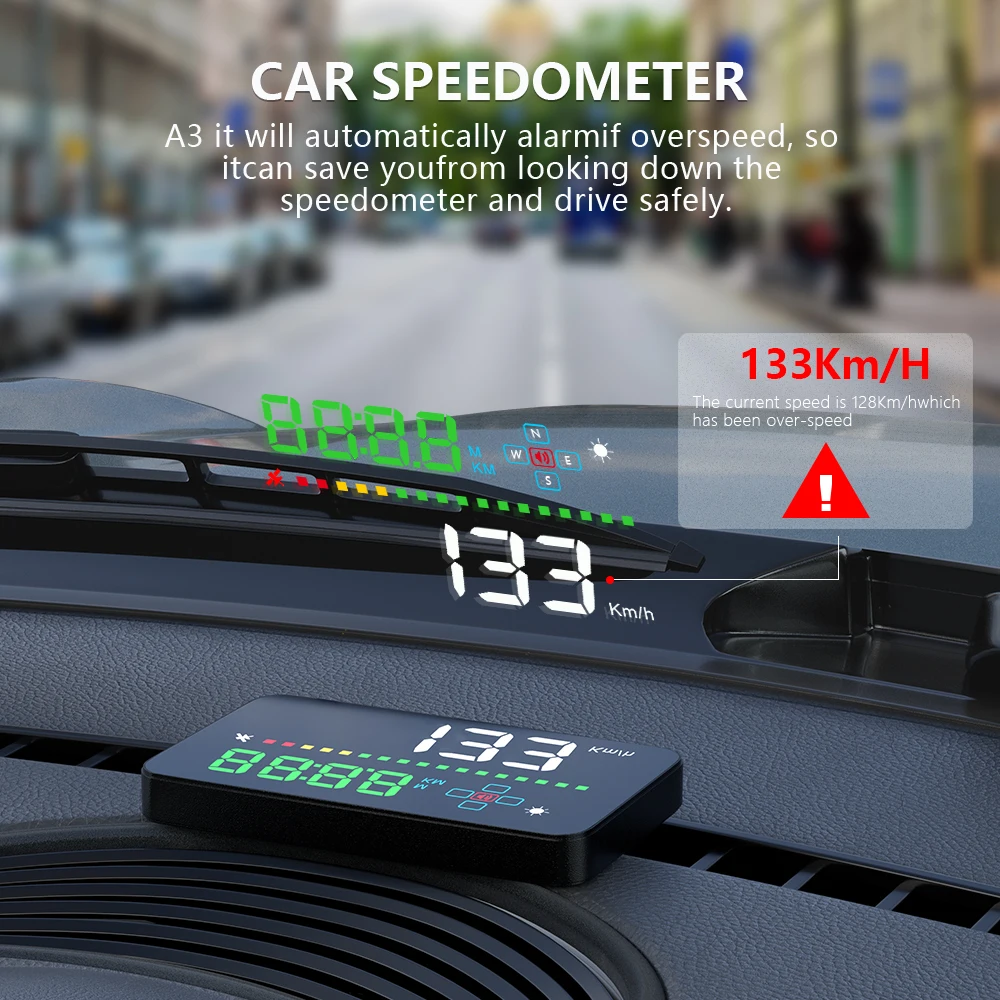 ZQKJ-A3 HUD GPS  ڵ    ÷, ڵ ˶ ӵ  ׼    LED RPM