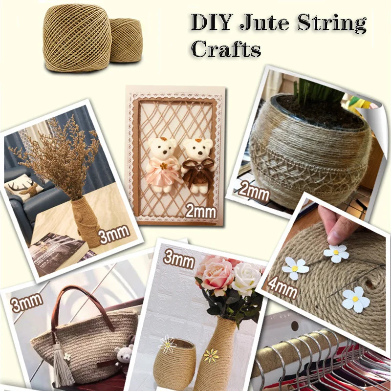 Jute Rope Natural Jute Cord Ribbon Bows Crafts Party Wedding Vintage Jute Rope String Sewing Christmas Handmade DIY Decoration Accessories jute rope