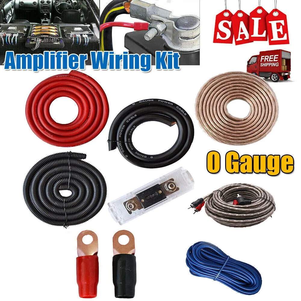 5000W Complete 0 AWG Gauge Cable Amplifier Install Kit Wiring Amp Car Audio Installation Install Set Fuse Holder USA