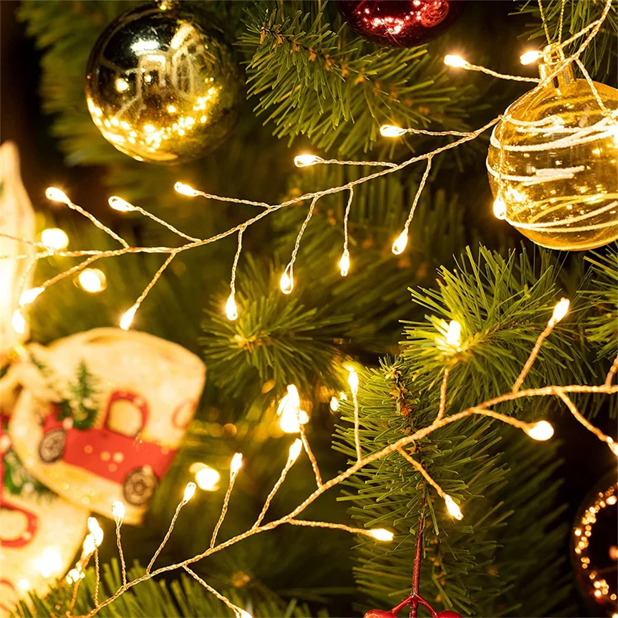 Guirlande Lumineuse LED 'pétards' En Fil De Cuivre – 9 M, 8 Modes – Blanc Chaud – Décoration Noël, Jardin