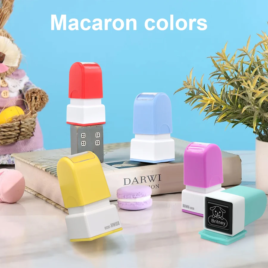 Name Stamp Square Framed Waterproof Toys Baby Student Clothing, Textiles, School Lunch Box Gifts Kawaii pattern