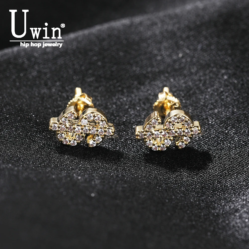 

Uwin Dollars Stud Earrings For Women Iced Out Cz Dollar Sign Earring Fashion Hip Hop Jewelry Personalized Gifts