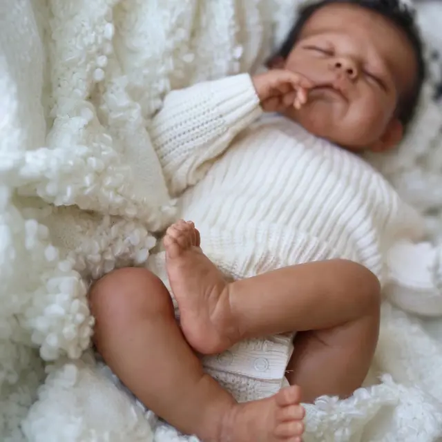 50 CM Vinly Limbs Cloth Body Asleep Reborn Baby Doll Toy For Girl Lifelike Black Skin Doll Birthday Gift Play House Toy 6