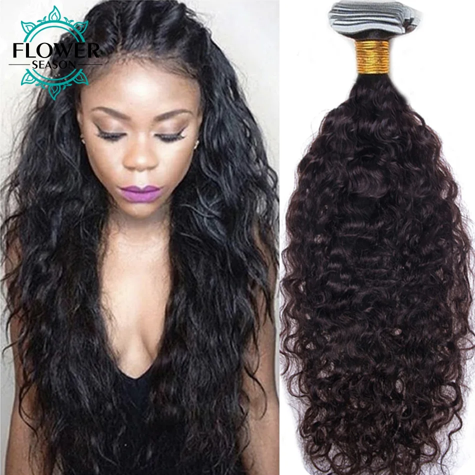 

Tape In Hair Extensions Water Wave Human Hair Invisible Tape Ins Skin Weft Extension 40Pcs/Set Burmese Bulk Hair for Black Women