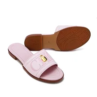 CH Fashion Monogram Print Elegant Design Women's Low Heeled Slippers Solid Color High Quality Metal Lock Simple Single Shoes - Image 6