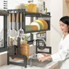 Kitchen Dish Rack Over The Sink Drying Shelf Adjustable Dustproof Cabinet Stainless Steel Kitchenware Shelves Closet Organizer 2
