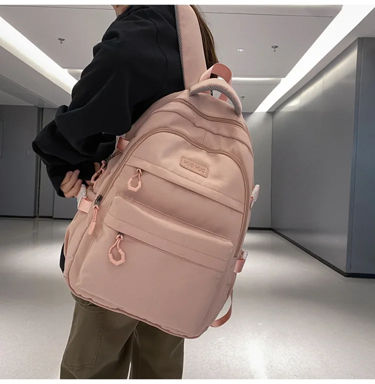 Large Capacity Solid Color Backpack for High School Students, Simple Black Travel Backpack for Middle School Students 2026 New
