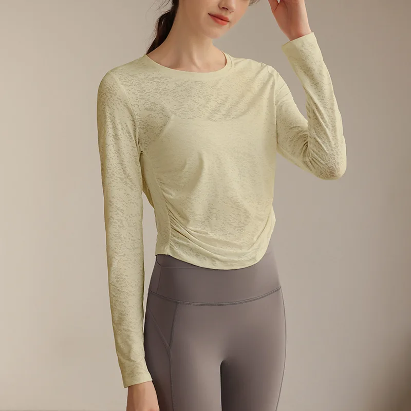 Women Yoga Shirt Loose Breathable Top Fitness Sports Blouse Running Long Sleeve Pilates Training Sports T-Shirt Top Autumn